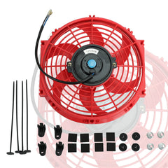 BLACKHORSE-RACING front view of red fan showing aerodynamic blades and strong airflow benefit