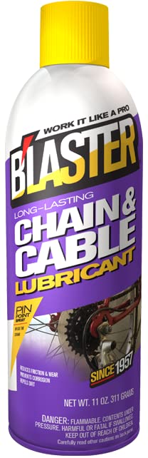 Blaster lubricant can front view showing label and easy-spray nozzle for clean application