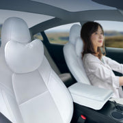 BlissfulNest front view on seat showing clean Nappa leather and tailored look for Tesla
