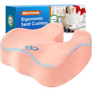 BlissTrends XL cushion front view showing plush pink velvet and ergonomic shape for comfort