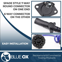 Blue Ox coiled cable stretched to show flexibility and reduced drag