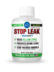 blueseal front label bottle showing product and benefit of R-1234yf compatibility