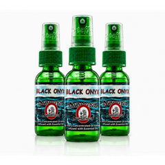 Blunteffects front packaging showing three Black Onyx 1 oz sprays for powerful freshness