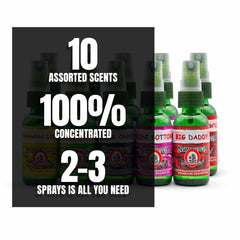 Blunteffects variety layflat showing different scented bottles to sample multiple aromas