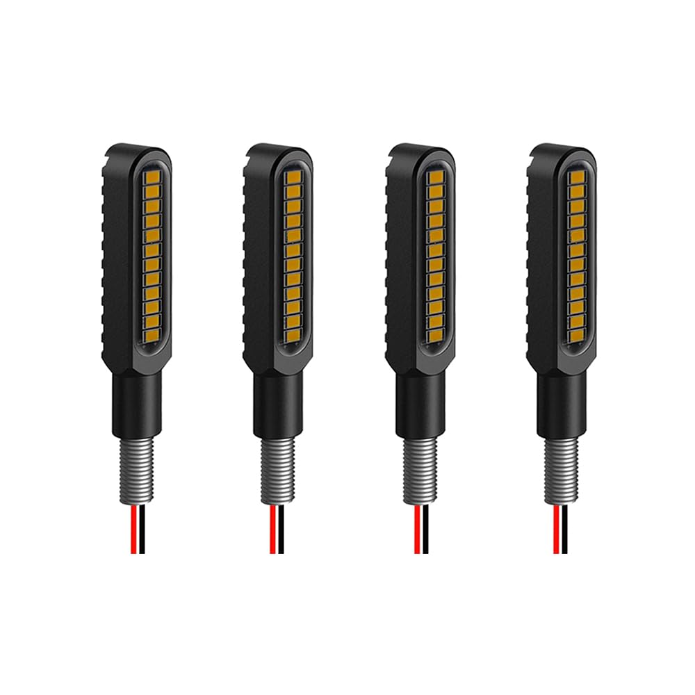 BlyilyB front view pack of 4 showing compact metal bodies and bright amber LEDs for visibility
