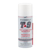 Boeshield T-9 aerosol can front view showing product label and benefits