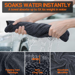 Bolant large towel on car hood absorbing water for streak-free finish