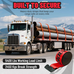 Bolvixor straps in use on a flatbed trailer showing stable cargo restraint