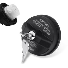 Bookeel front view of black locking gas cap showing secure seal benefit