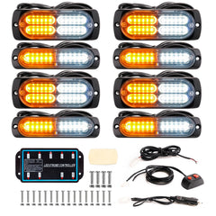BooYu front view of assembled 8-piece strobe kit showing bright LEDs for improved visibility