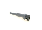 Bosch ignition coil front view showing brand and fitment benefits