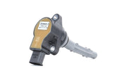 Bosch ignition coil front view showing connector and durable housing, Bosch reliability benefit