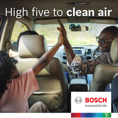 Bosch filter beside a hand for scale showing compact design and sturdy construction