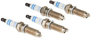 Bosch 9619 front packaging showing four spark plugs and benefits