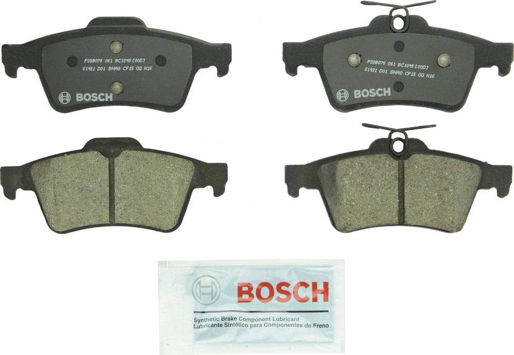 Bosch BC1095 rear pad front view showing fit and quiet performance