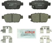 Bosch QuietCast BC1103 front view showing pad set and packaging, illustrating OEM-quality replacement