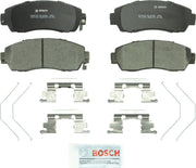 Bosch BC1521 front packaging showing pads and hardware for easy installation and fit verification