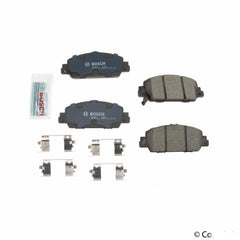 Bosch BC1654 ceramic friction close-up highlighting low-dust texture for cleaner wheels