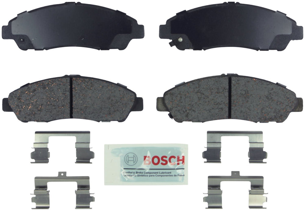 Bosch BE1280H front packaging showing complete pad set and hardware for easy installation