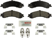 Bosch BE834H rear pad kit front packaging showing included hardware and towel for protected install