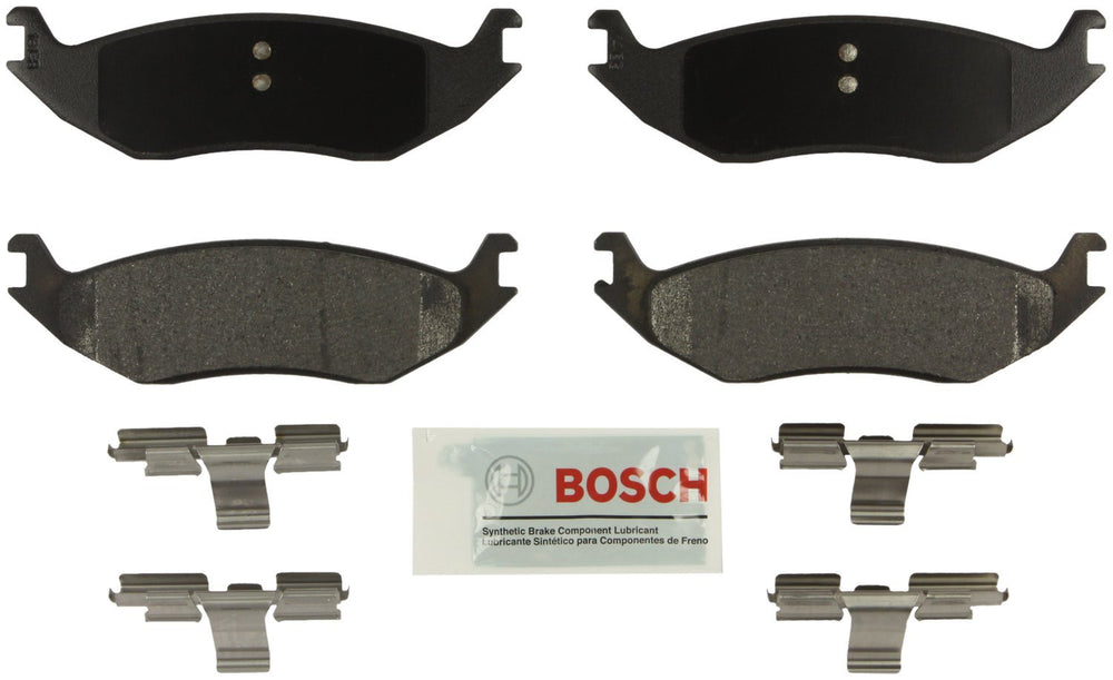 Bosch BE967H rear packaging showing pads and hardware for easy installation benefit