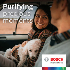 Bosch filter beside a ruler showing compact size for correct fitment