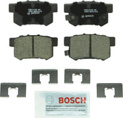 Bosch QuietCast BC536 front view showing pads and hardware, quiet braking benefit