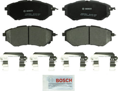 Bosch QuietCast front package showing pads and hardware kit for easy fit