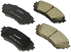 Bosch QuietCast pad backing plate close-up highlighting powder-coated corrosion resistance