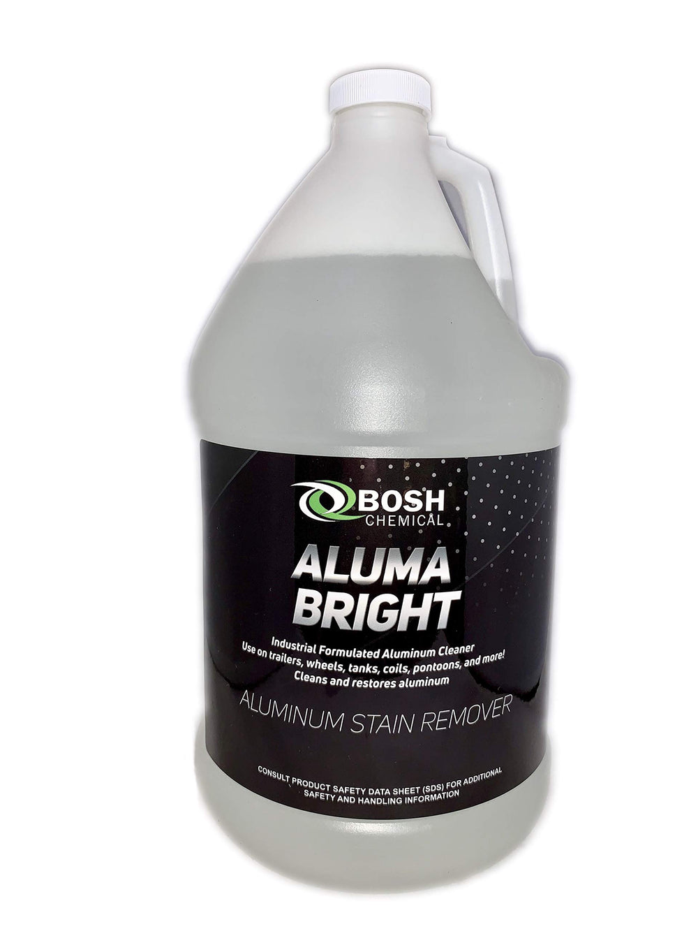 Bosh Chemical Aluma Bright gallon front label showing product identity and concentrate benefit