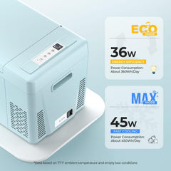 BougeRV CR22 control panel closeup showing temperature display and easy adjustments benefit