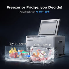 BougeRV CR22 control panel closeup with easy temperature control