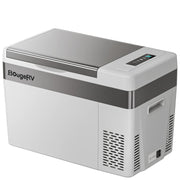 BougeRV front view showing compact 30QT fridge and portability benefits
