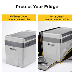 BougeRV insulated cover fitted to fridge improving efficiency and protection