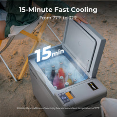 BougeRV open top showing 30QT interior and organized cooling advantage