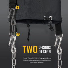 BougeRV cover side D rings close-up securing safety chains neatly
