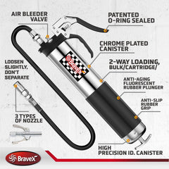 Bravex plunger two-way fill view demonstrating cartridge and bulk use