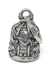 Bravo Bells front view showing caged bell and split ring, durable charm