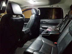 BRISHINE dome and map lights installed in Tundra roof, brighter cabin visibility benefit
