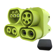 BTUYDTUY front view of CCS1 to CCS2 adapter showing robust connector and benefit of cross-standard charging