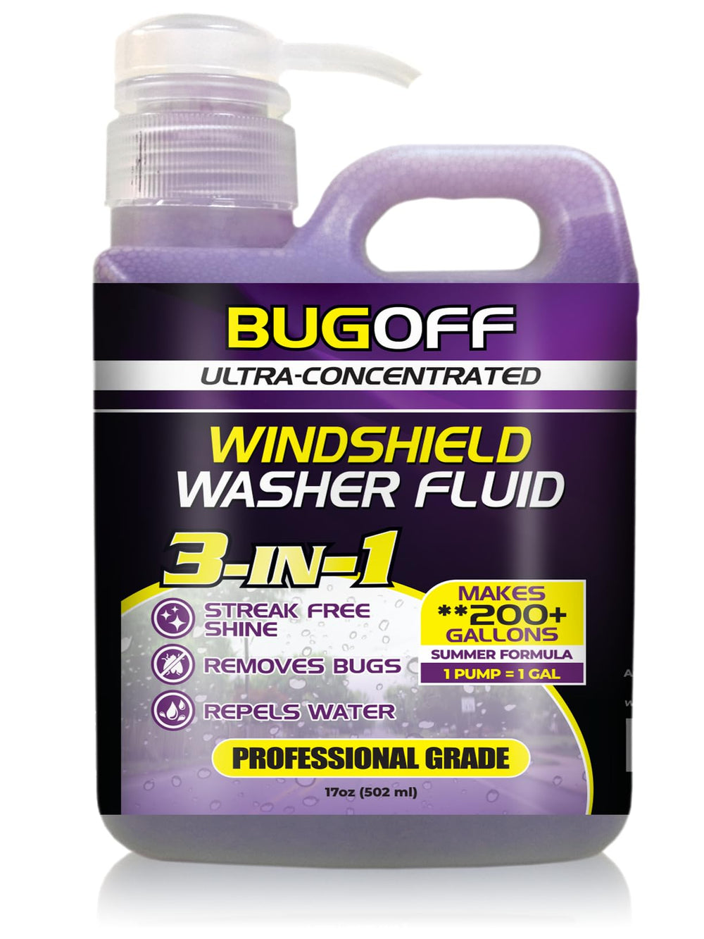 BUGOFF front label bottle showing product name and professional concentrate benefits