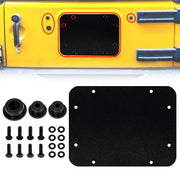 Buling front plate on Wrangler tailgate showing clean finished look and improved aesthetics