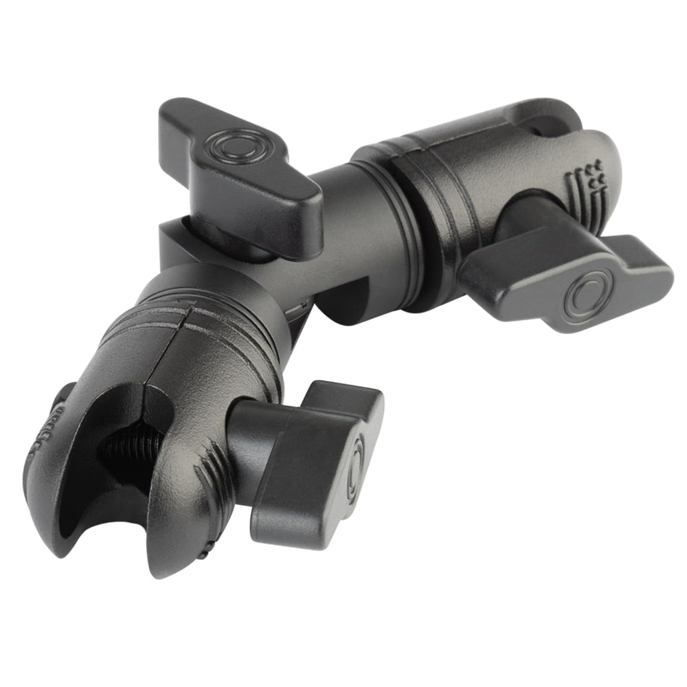 Bulletpoint arm front view showing compact profile and easy mounting benefit