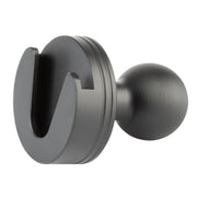Bulletpoint front view of aluminum mic holder showing secure fit and durability
