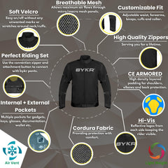 BYKR ventilation mesh texture guiding airflow to keep rider cool