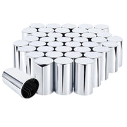 Cabtherlyn front view of 40-pack lug nut covers showing polished chrome benefit