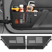 CALBEAU front view of metal door pocket showing sturdy storage benefit