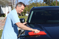 California Car Duster closeup of V‑blade edge for streak‑free drying