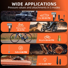Calmara Y34 used inside car for roadside tire inflation convenience