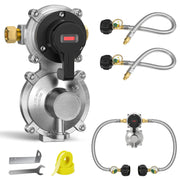 CALPOSE regulator assembly front view showing robust brass body and fittings for durability